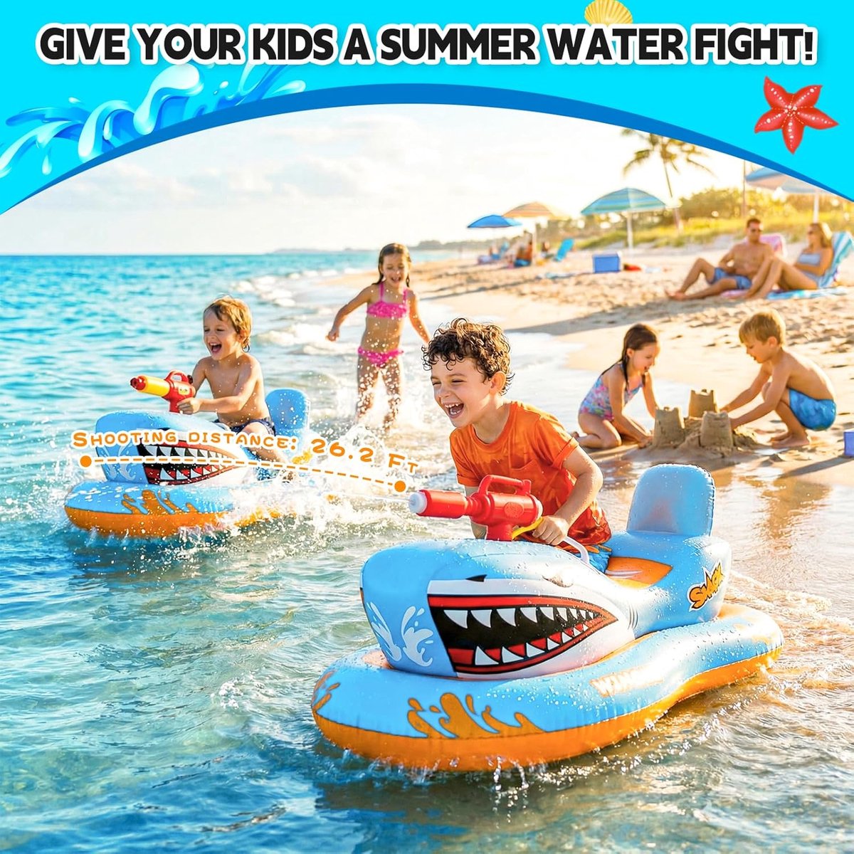 opblaasbad - Opblaasbaar Zwemmonster - PVC - Inclusief Waterpistool - Ergonomisch Ontwerp - Voor Kinderen 3-12 Jaar