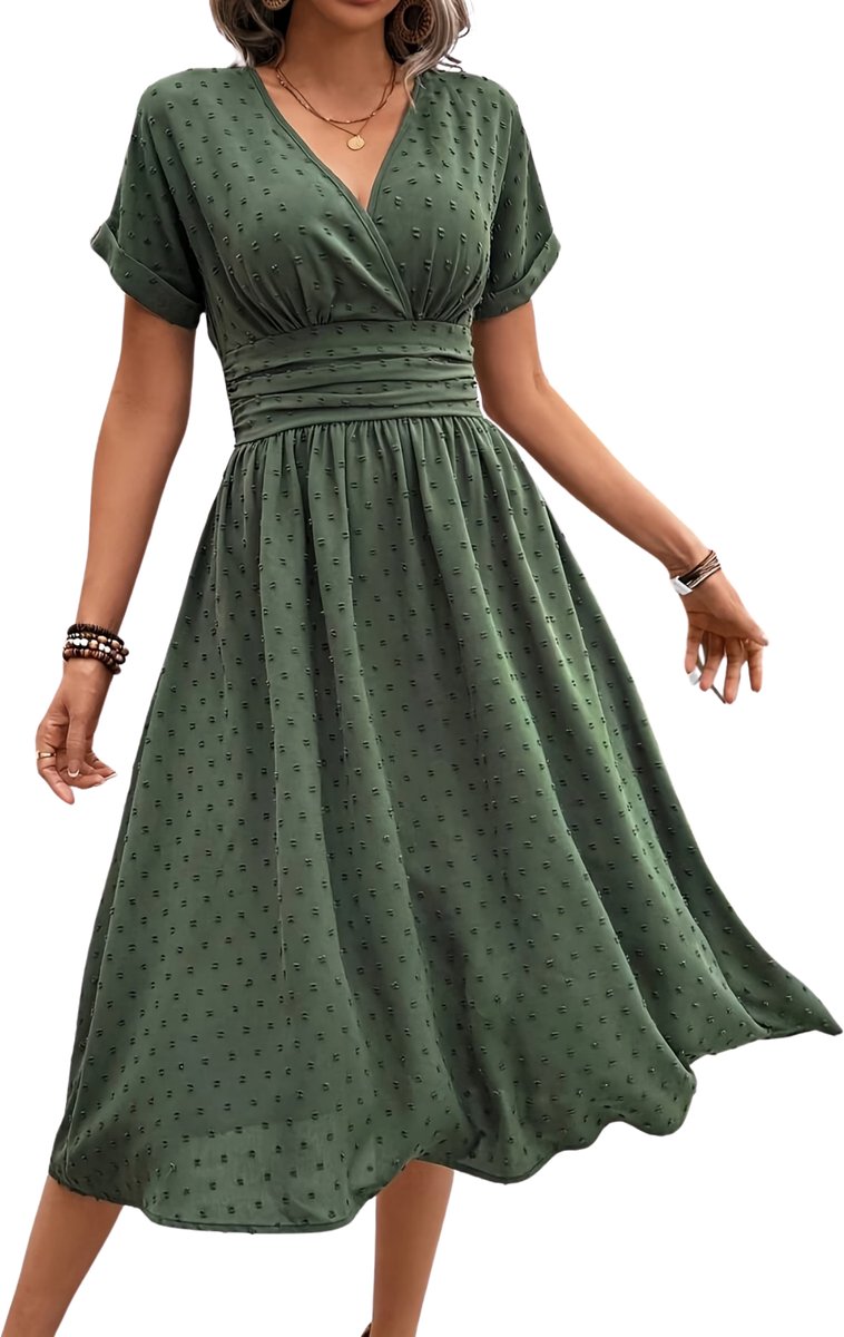 Currero Zomerjurk Dames Zomerjurken Volwassenen Vrouwen Midi Jurk Ibiza Stijl Sundress Dress S Varengroen