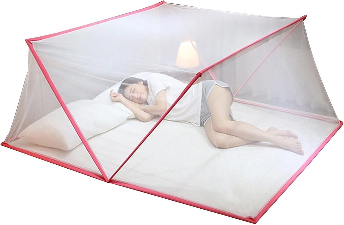 Muskietennet - Klamboe Bed - Insecten Buiten Houden - Opvouwbaar Ontwerp - 80 x 190 x 80 cm - Roze