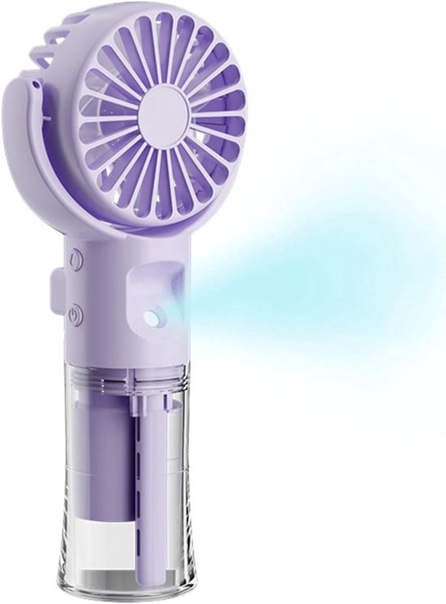 Handventilator - Persoonlijke Koeler - Buiten Activiteiten - Met Mistspray Functie - 17.3 cm Hoog - Paars