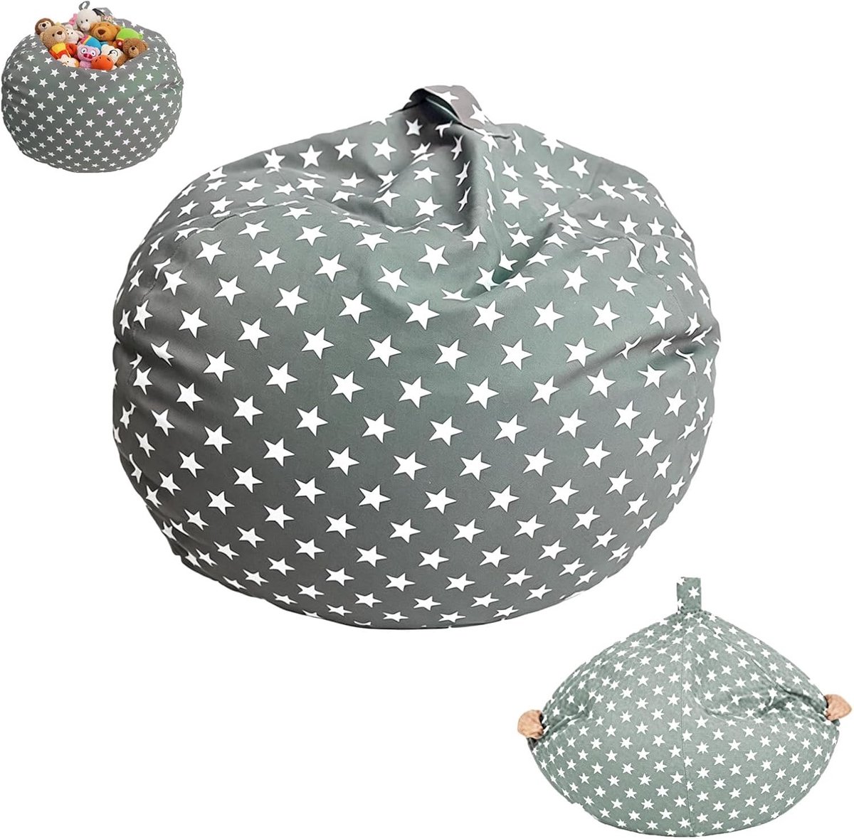 Comfortabele zitzak zonder vulling voor dubbel bed, ideaal voor woonkamer, slaapkamer en speelkamer, grijze sterren, 24 inch
