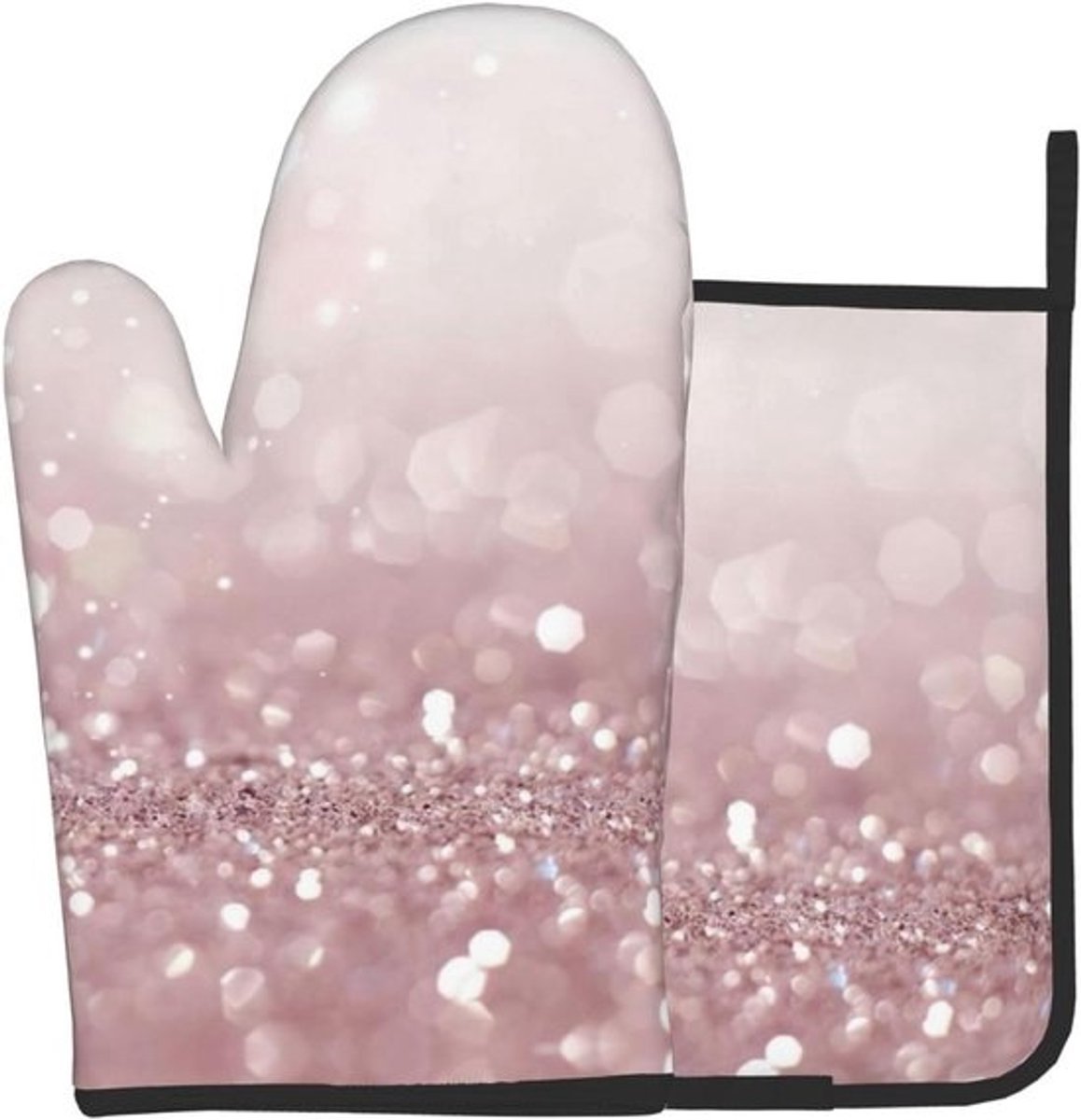 Ovenwanten en Pannenlappen Set - Keukenhandschoenen Hittebestendig - Bescherming bij Koken - Antislip Grip - 28 x 20.5 cm