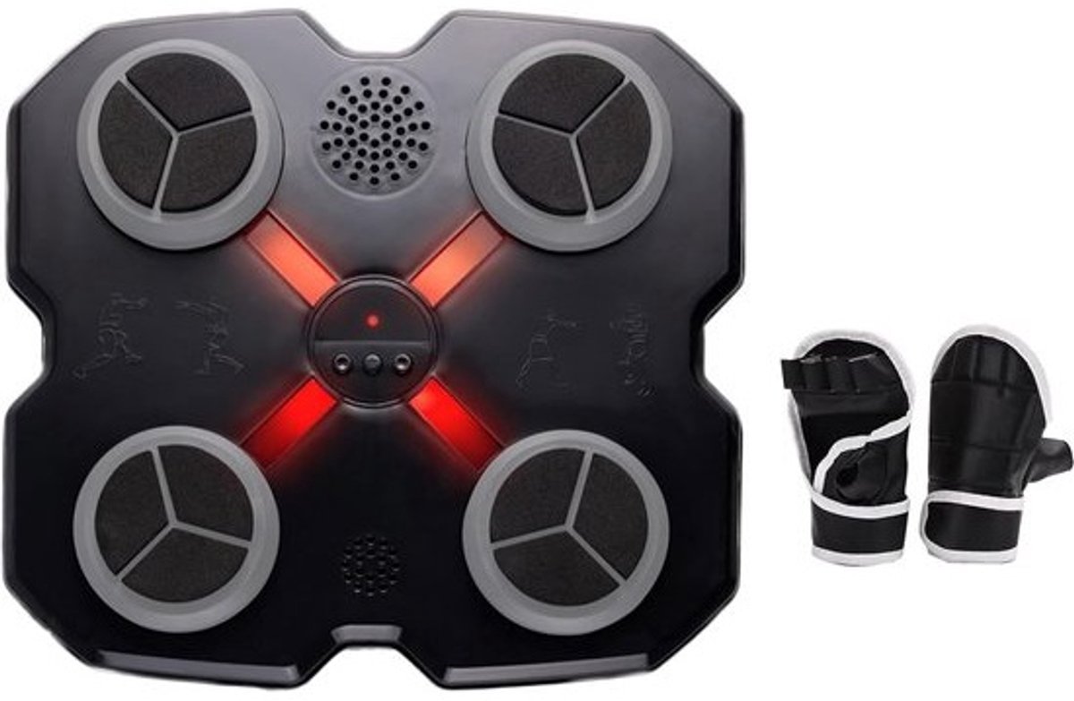 Muziek Boksmachine - Bokstrainer Bokszak - Thuis Trainen - Kleurveranderende LED - 28x28x5 cm - Zwart