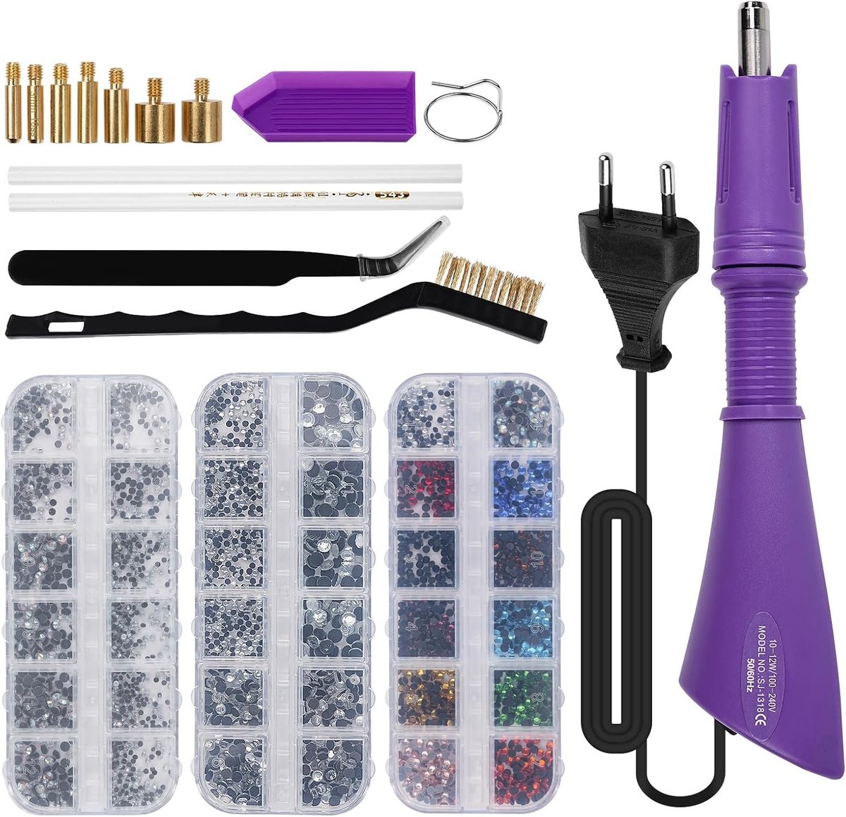 Bedazzle kit - Lila - 4 mm - Hotfix Strass Applicatorset voor Textiel en Knutselprojecten