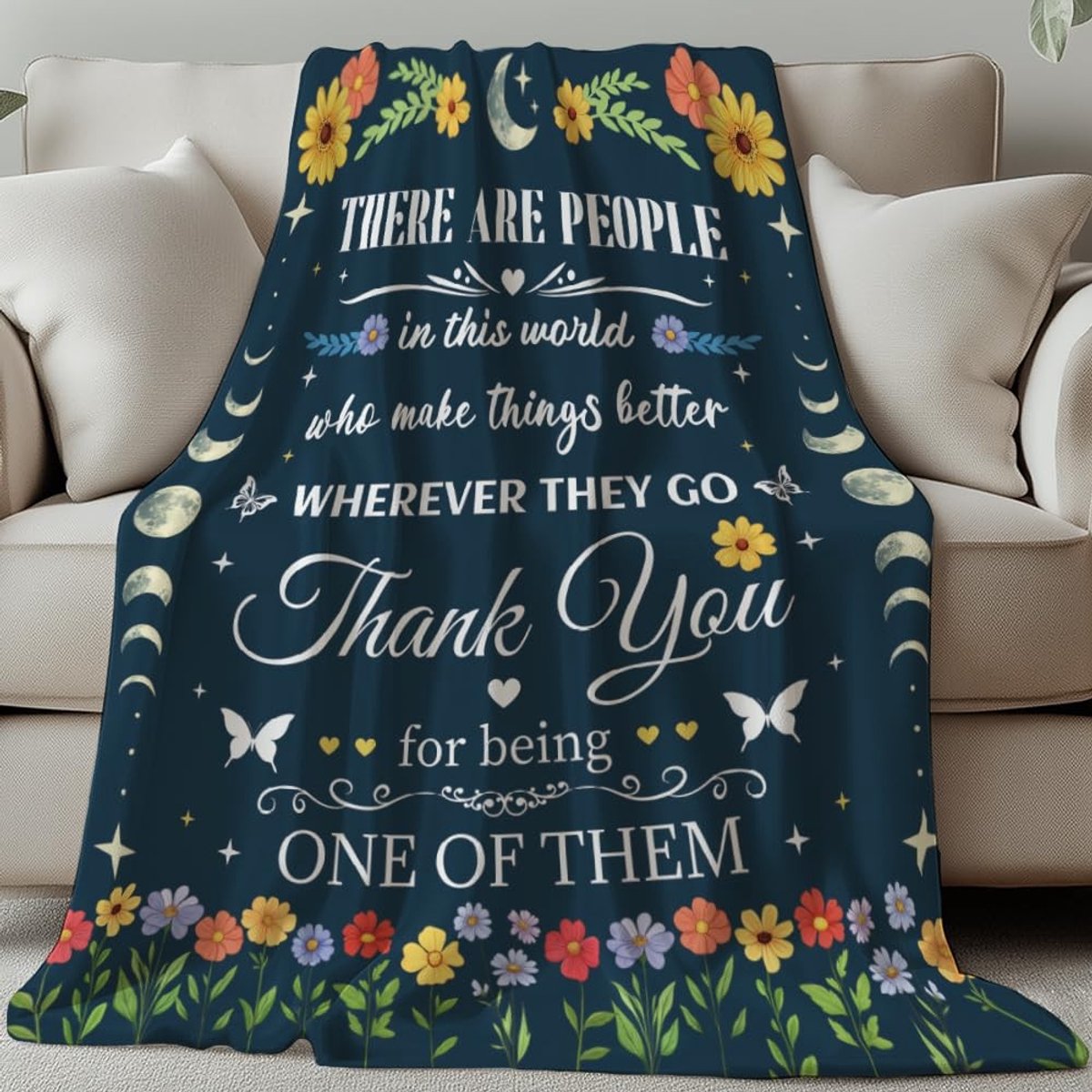 Fleece Dekentje met Bedank Tekst - 150 x 130 cm voor Thuis en Kantoor