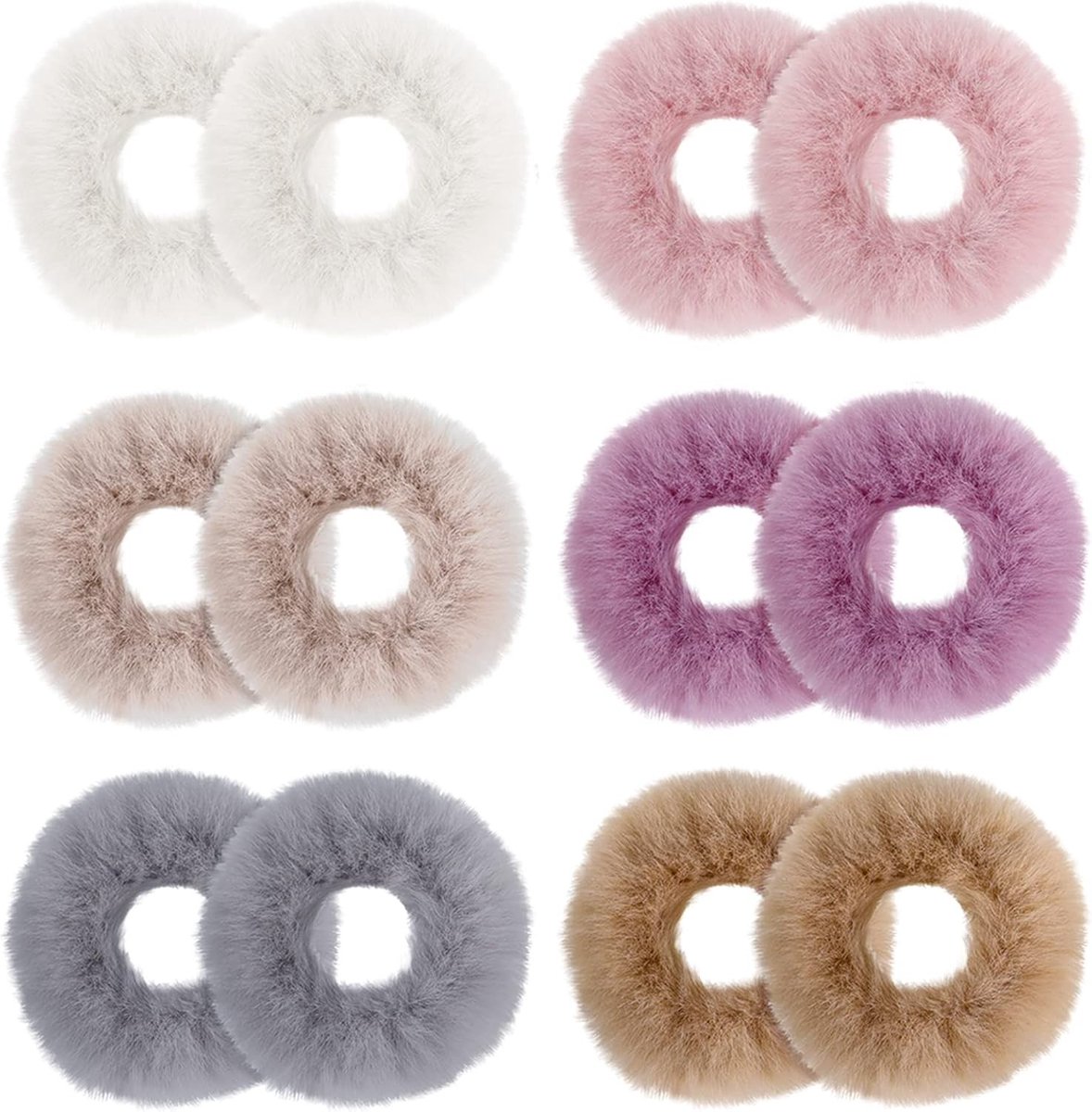 Set van 12 Pluche Haarbanden - Fluffy Scrunchies, Zachte Elastische Ponytail Houder, Geen Kreukels en Comfortabel voor Alle Haartypes