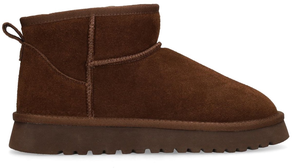 Manfield - Dames - Donkerbruine suède snowboots - Maat 38