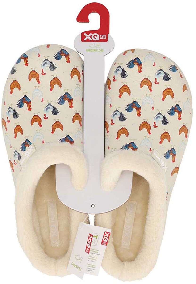 XQ garden tuinklomp - dames - met bont - beige - kip - maat 37