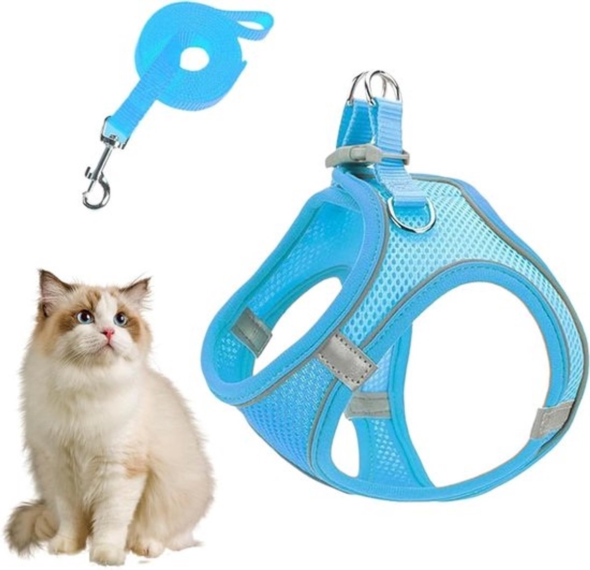 Harnas en Lijnen Set - Honden tuig riemen - Veilig Wandelen - Ontsnappingsbestendig Ontwerp - XXS XS - Blauw Oranje