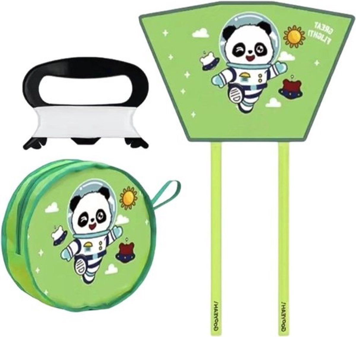Vlieger Set - Kindervlieger Opvouwbaar - Buiten Spelen - Zacht Veilig Design - 13 x 13 x 5 cm - Groen
