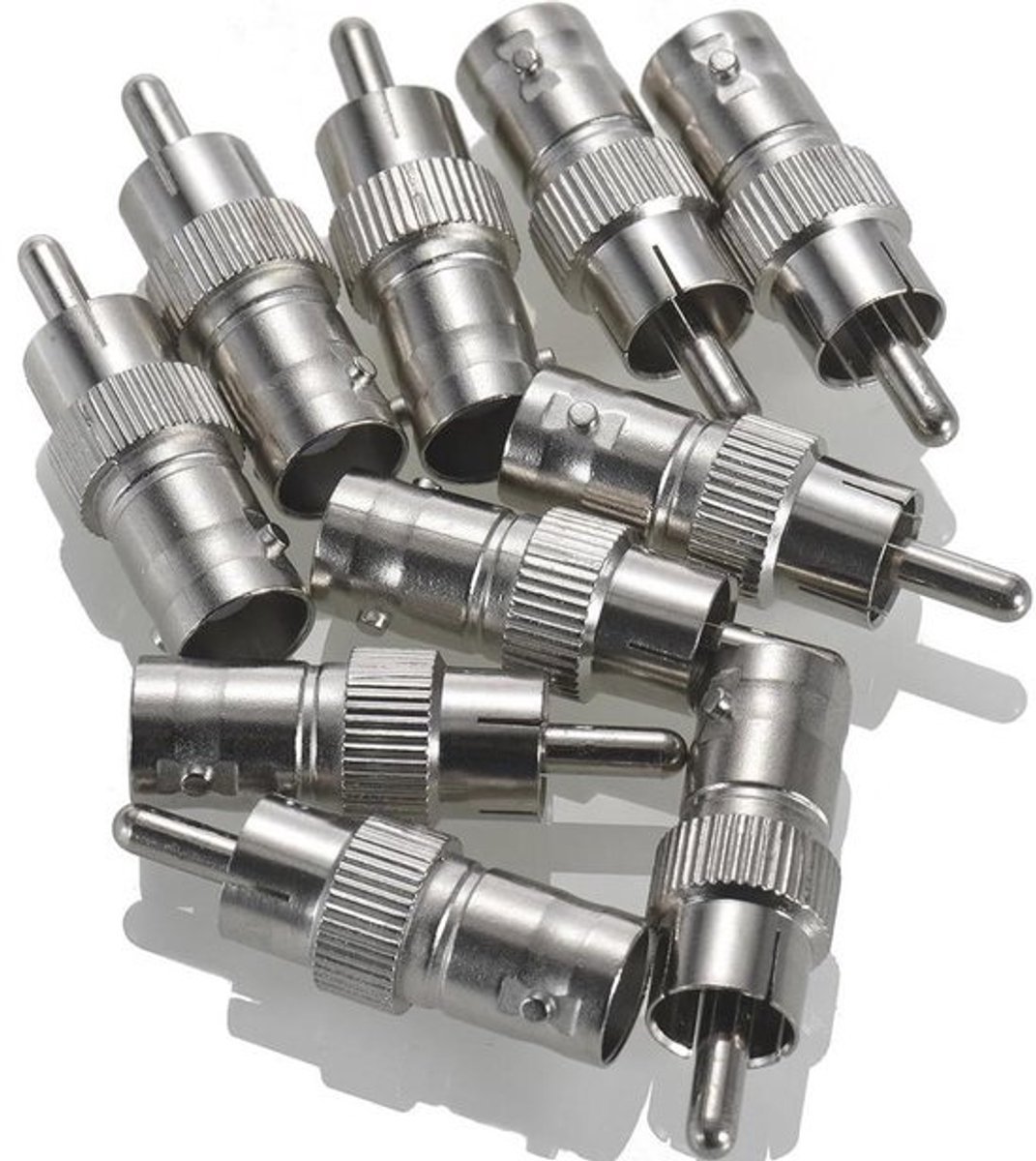 BNC naar RCA Adapter - Connector Set - Beveiligingscamera Aansluiten - Directe Conversie - 10 Stuks - Zilver