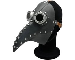 Maskshopvenice Pestdokter Masker Zwart Zilver – Plague Doctor Snavelmasker – Latex – Verstelbare Band – Halloween & Cosplay