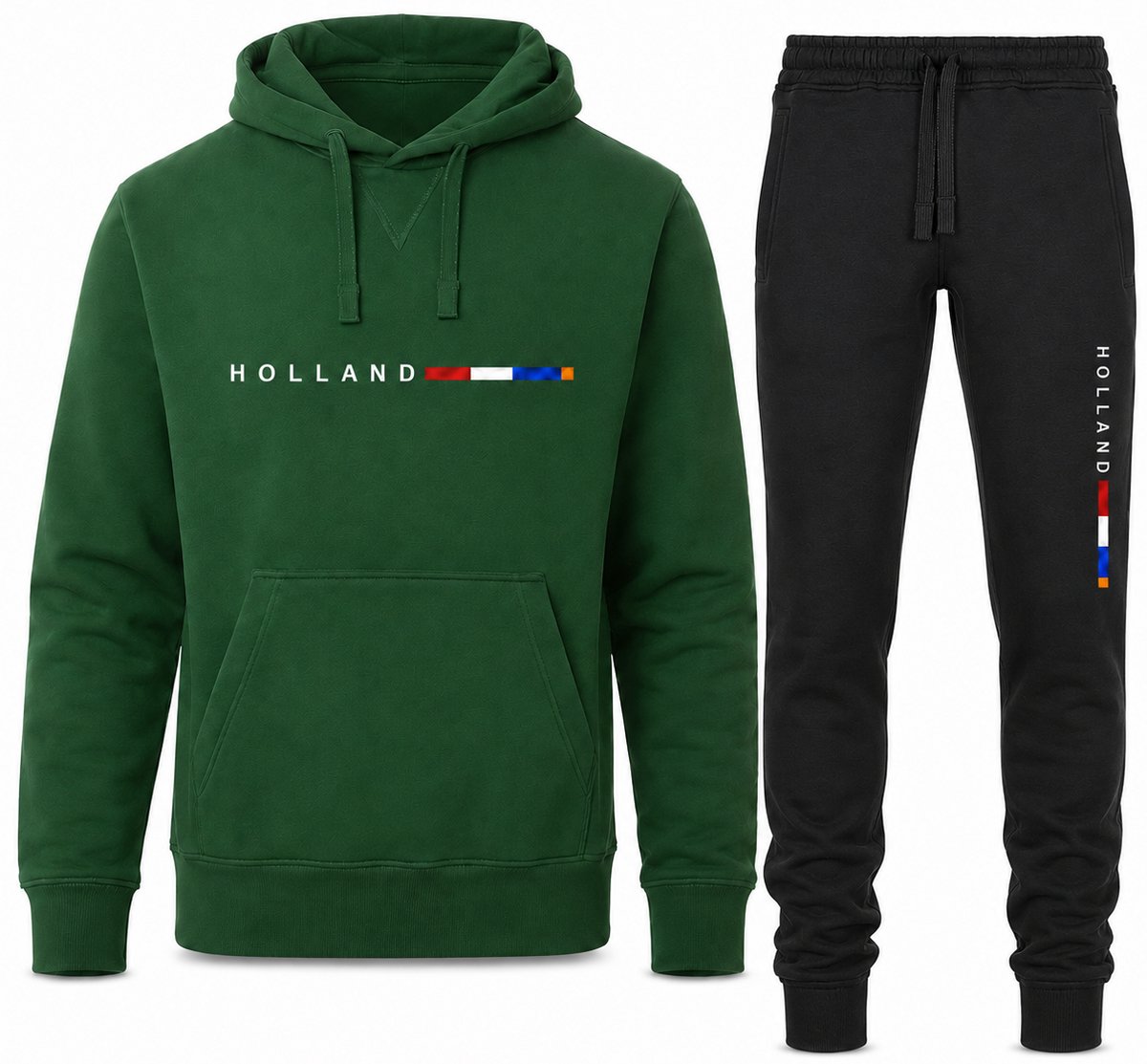 Trainingspak Heren - Joggingpak met Hoodie en Sportbroek - HOLLAND Design - Katoen - Groen - S