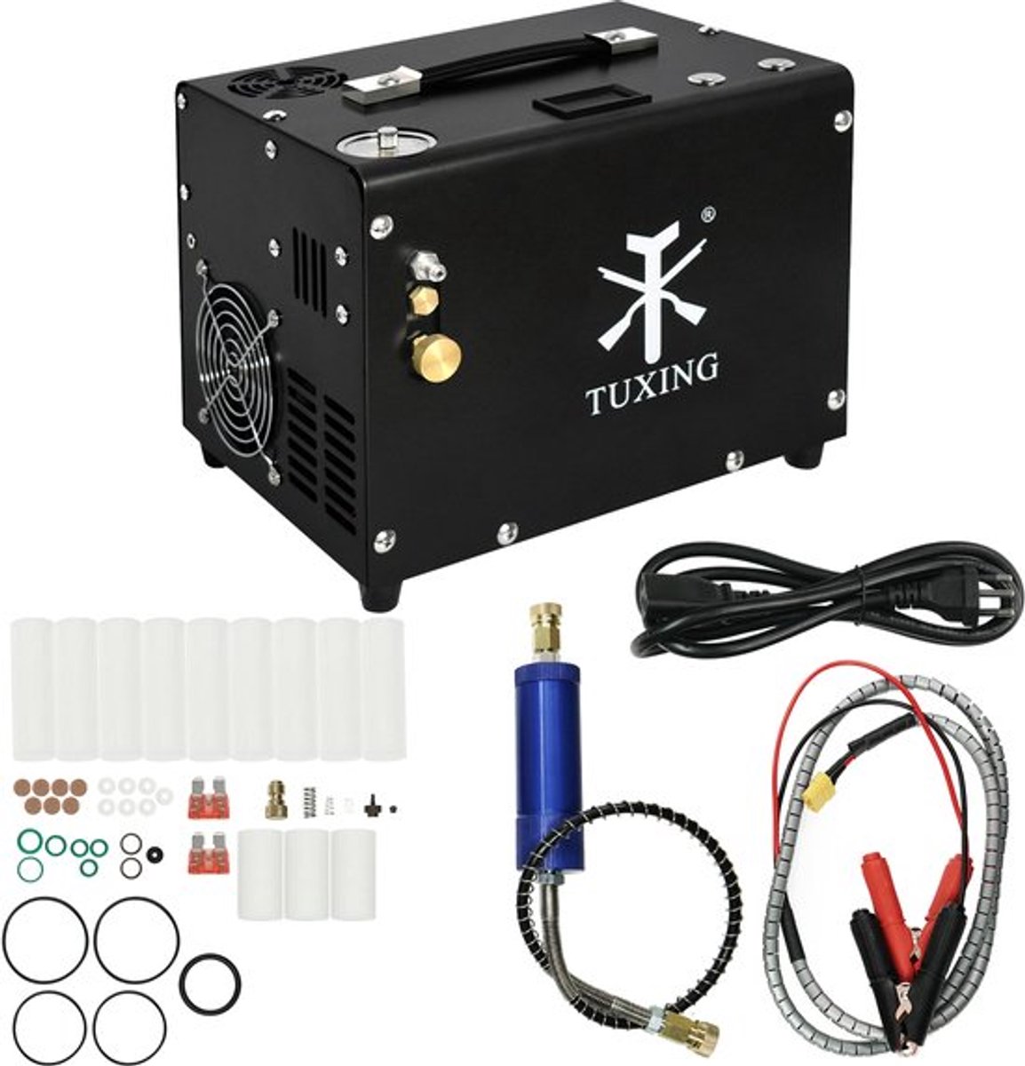 Luchtcompressor Draagbare Hogedrukcompressor 300bar 12V - 4500psi Capaciteit - Auto-Stop Functie - Compact Formaat - Voor Banden Oppompen