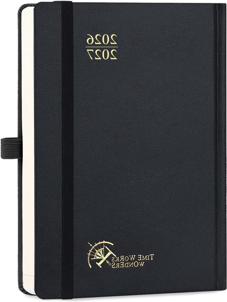 Agenda 2026 2027 - Weekplanner Notitieboek - Dagelijkse Planning - Pagina Per Dag - 215 x 16cm - Zwart