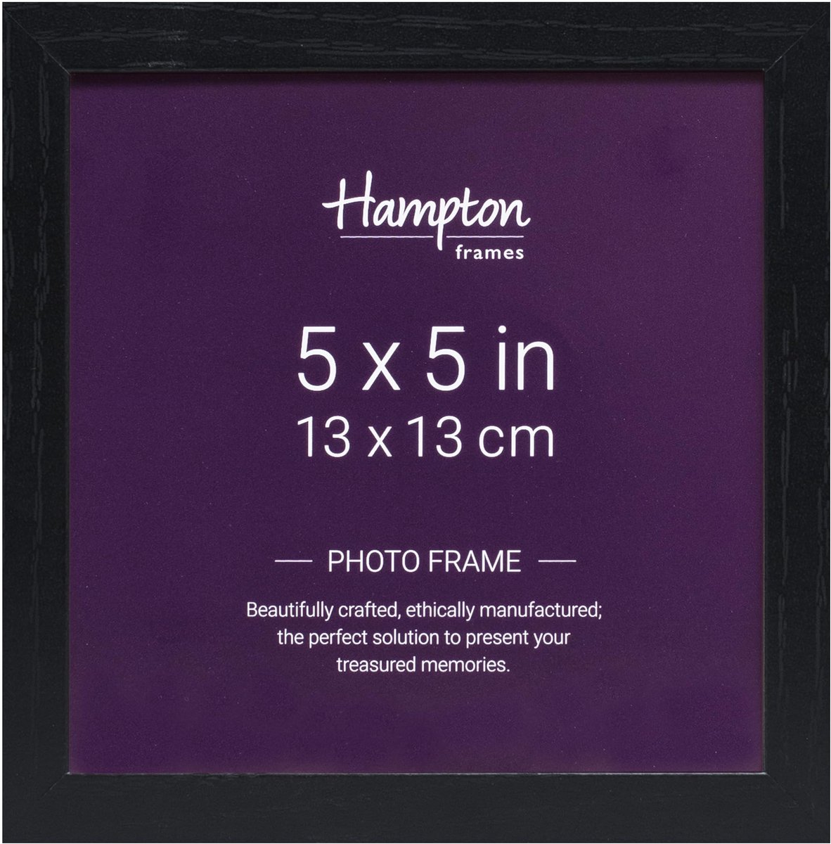 Fotolijst Oxford 5x5 Inch - Zwart Houtlook met Acryl Voorzijde