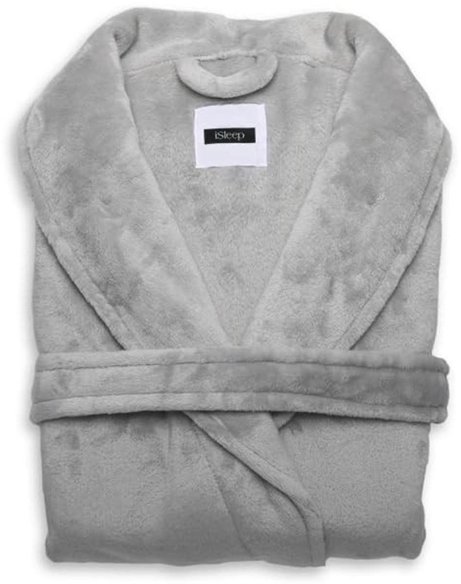 Fleece Badjas - Unisex - S-M-L-XL - Lichtgrijs