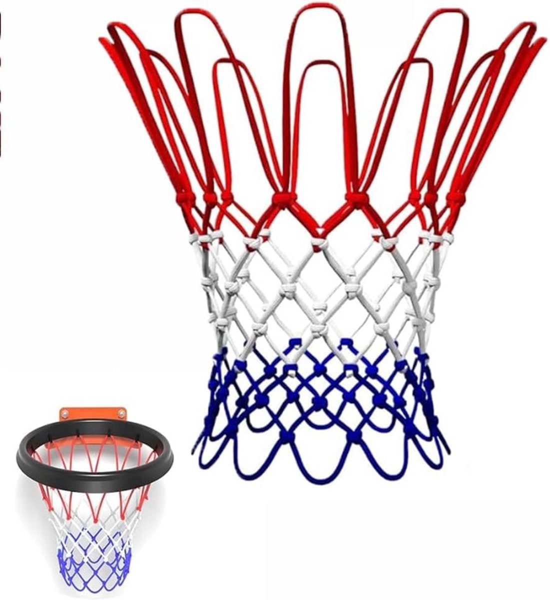 Basketbalnet 43 cm voor standaard baskets Ø 18 cm - Duurzaam nylon in NBA kleuren - Officiële wedstrijdkwaliteit, eenvoudig te monteren met 12 lussen, geschikt voor binnen en buitengebruik
