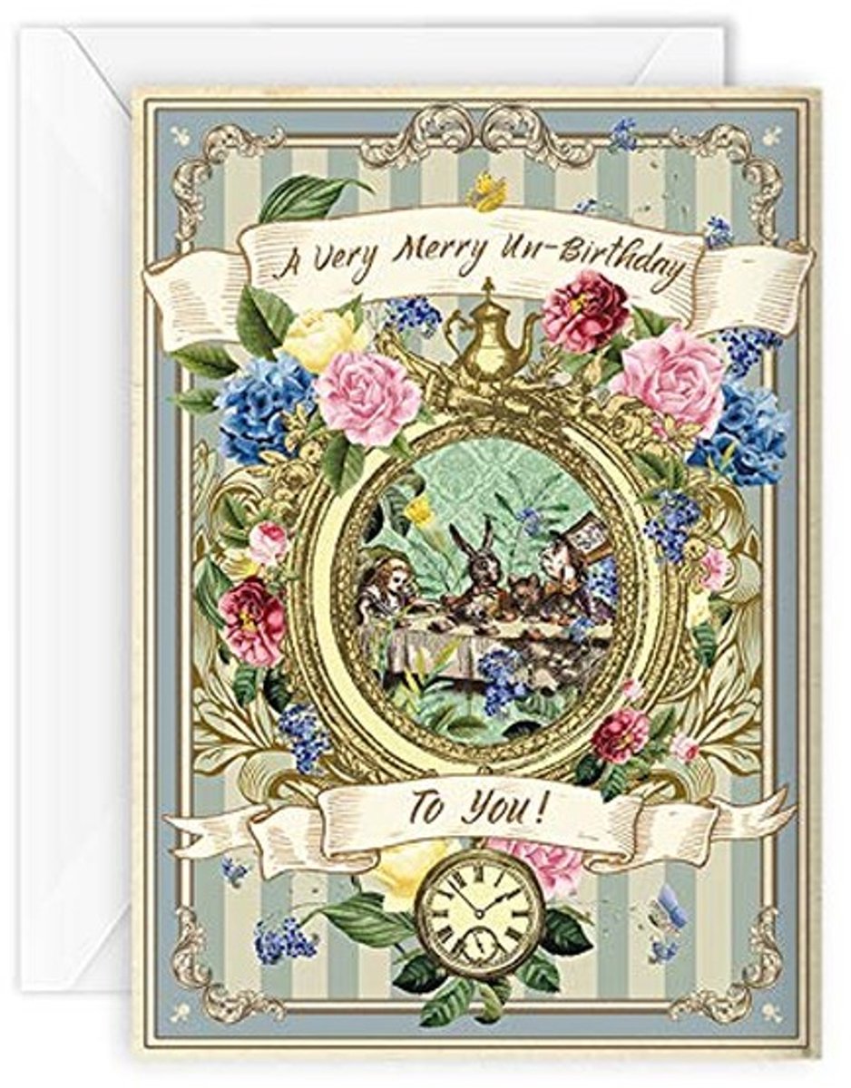 Verjaardagskaart Alice in Wonderland - A5 formaat, multicolor