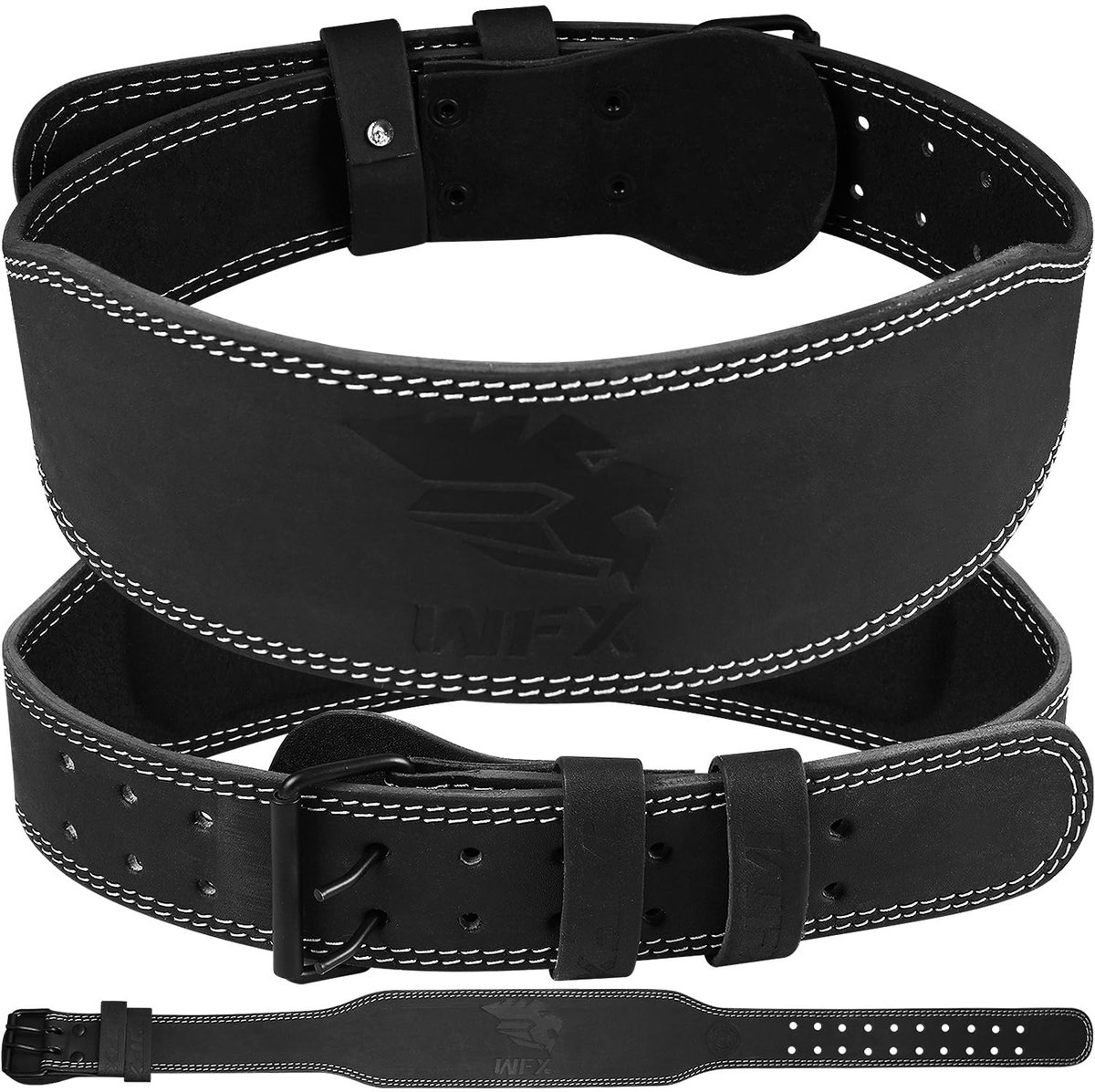 Gewichthefgordel - Verstelbare taille met 4 inch rugondersteuning - Leer - Zwart