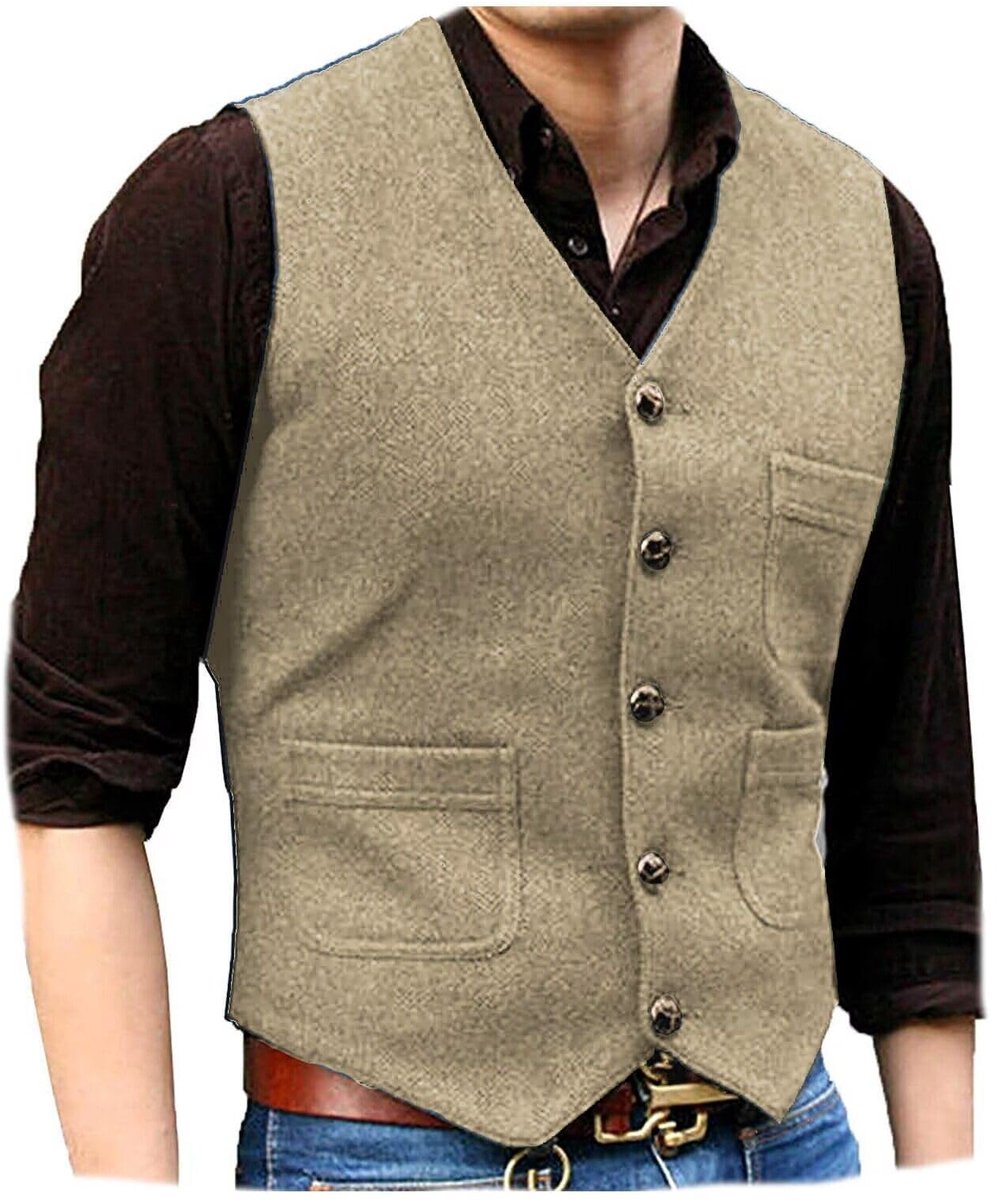 Vintage Heren Kostuum Vest - Champagne