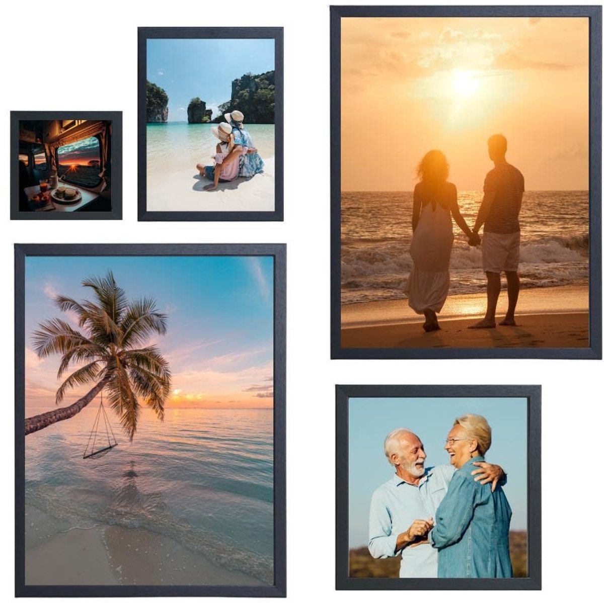 Fotolijsten Set van 5 - Zwart Hout - Collage