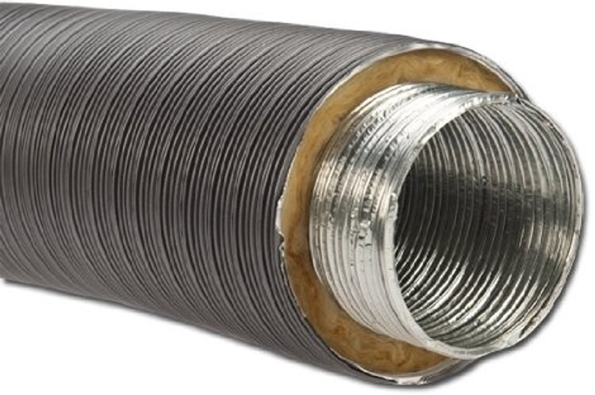 Geïsoleerde Aluminium Flexpijp - 800mm DN 125mm Grijs