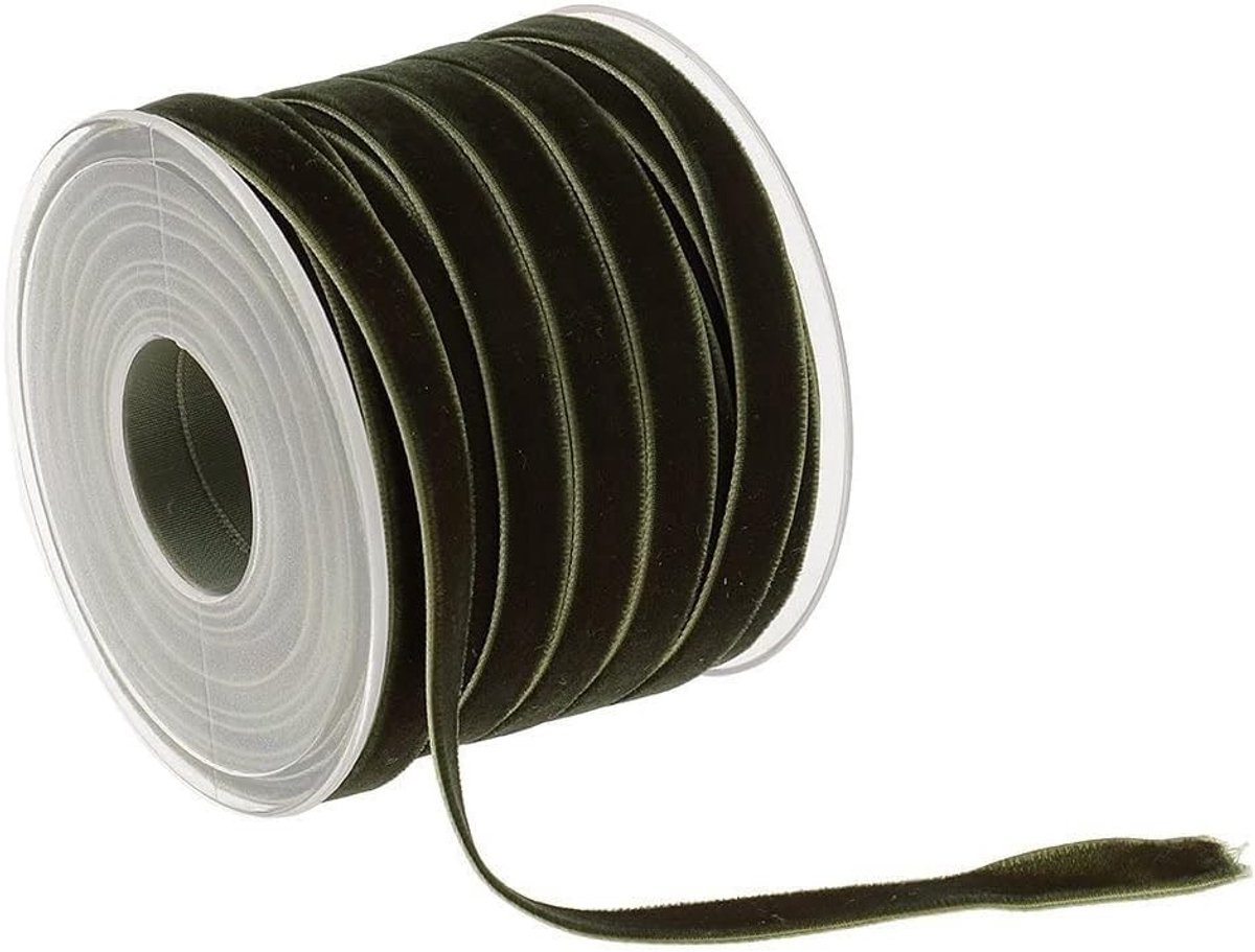 Decoratieve Velourslint in Groen - 10mm Breed, Ideaal voor Cadeaus, Kerstversiering en DIY Projecten - 1 Yard