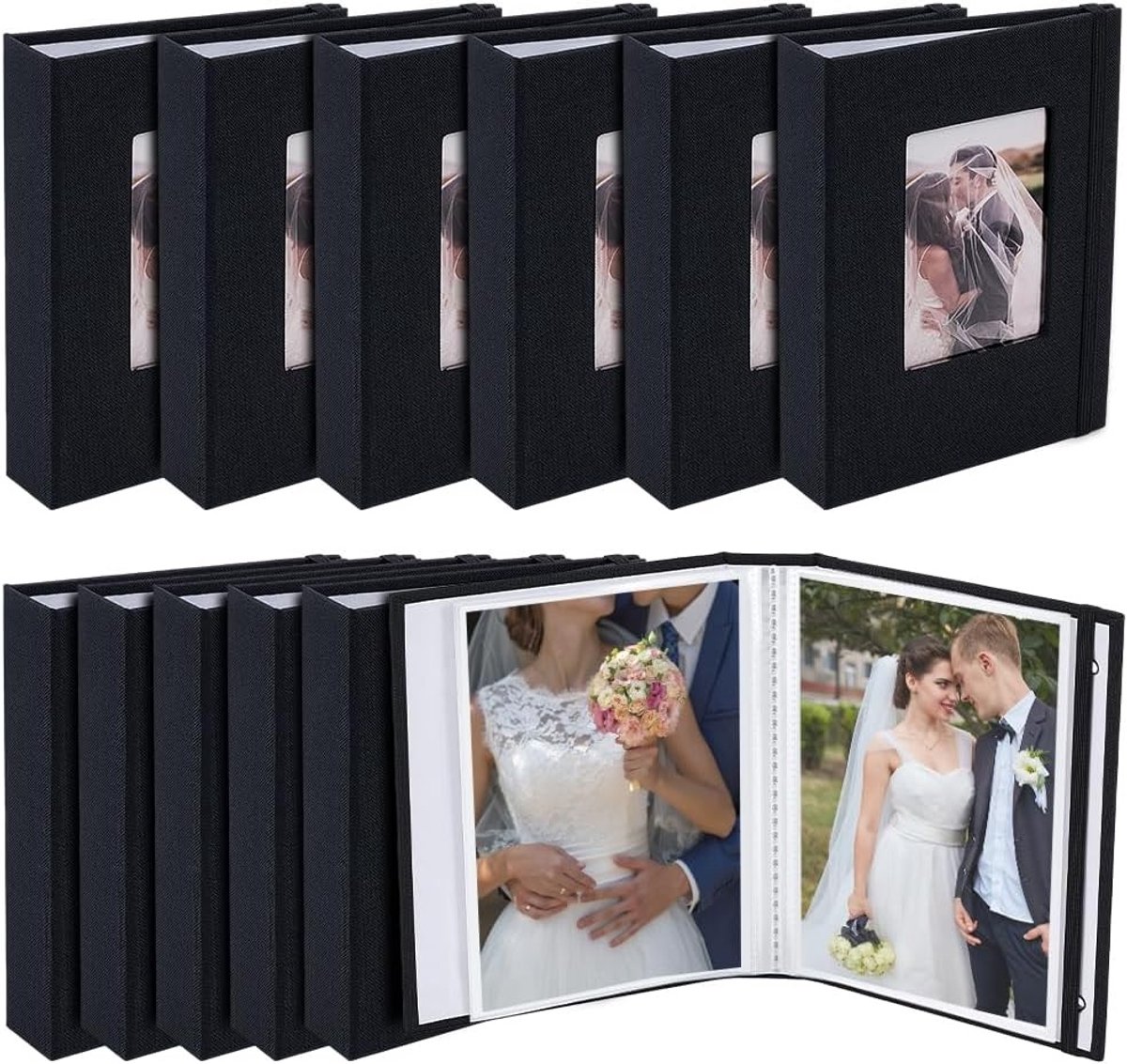 Klein fotoalbum met linnen omslag, 12 verpakkingen van 11 x 15,6 cm, 26 pagina's voor 52 foto's, perfect voor bruiloften, verjaardagen en vakanties