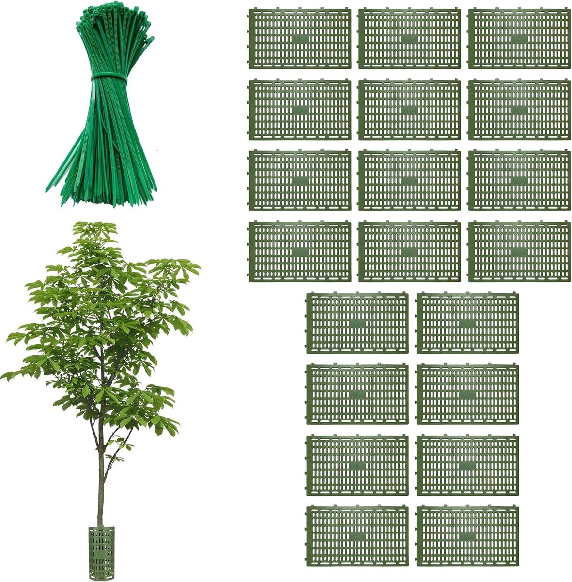 20 Stuks Boomstam Bescherming met Kabelbinders, Bescherming tegen Schade aan Boomschors, Herbruikbare Boomstam Hoes voor Planten en Bomen