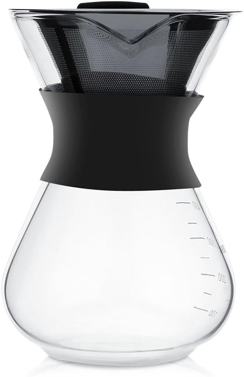 Handmatige Koffiezetter van Glas 400ml met RVS Filter - Herbruikbare Pour Over Koffiemaker voor Perfecte Koffieervaring