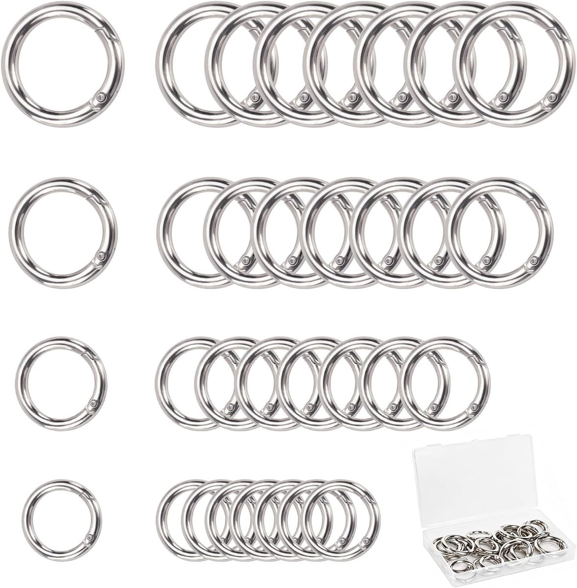 16PCS O Ring Set, Zinklegering Carabiner Snap Haak, DIY Accessoires voor Sleutelhangers, Tassen en Portemonnees in 4 Stijlen