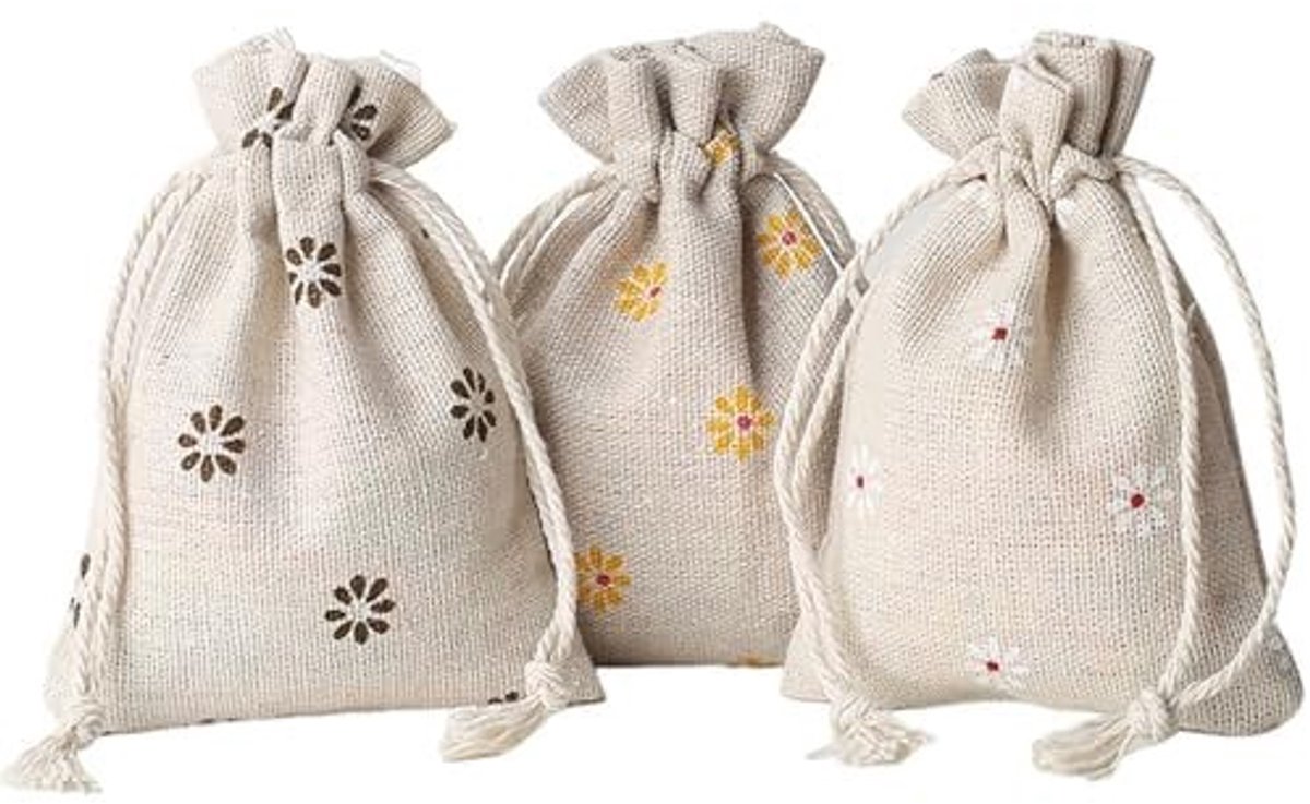 24 Stuks Katoenen Zakjes - Beige voor Cadeaus en Decoratie