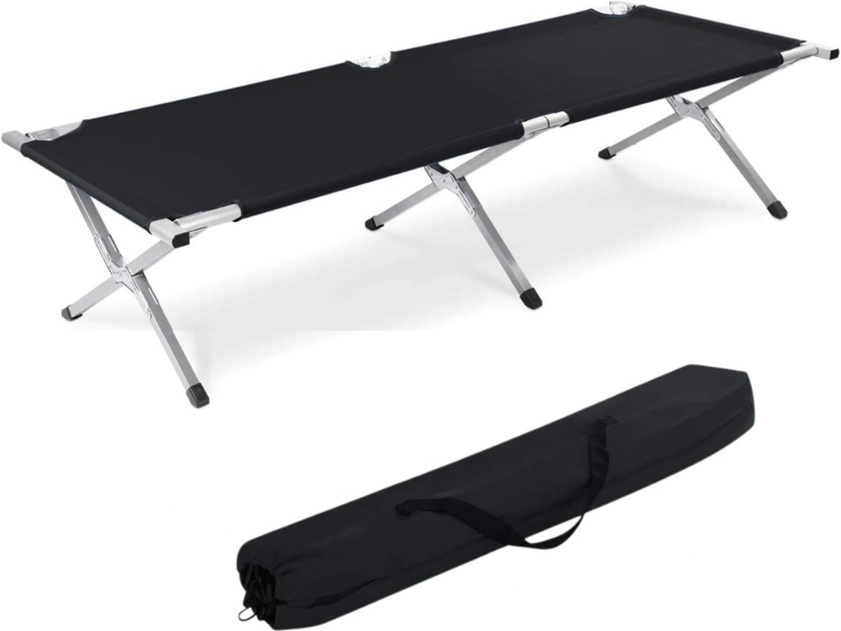ZRNS® Veldbed 1 Persoons - Kampeerbed - Campingbed - Stretcher - Opvouwbaar - Zwart