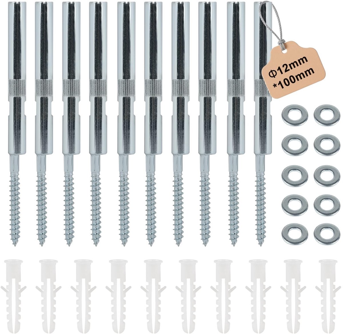 Set van 10 Onzichtbare Plankdragers - Stalen Beugels - Ø12mm