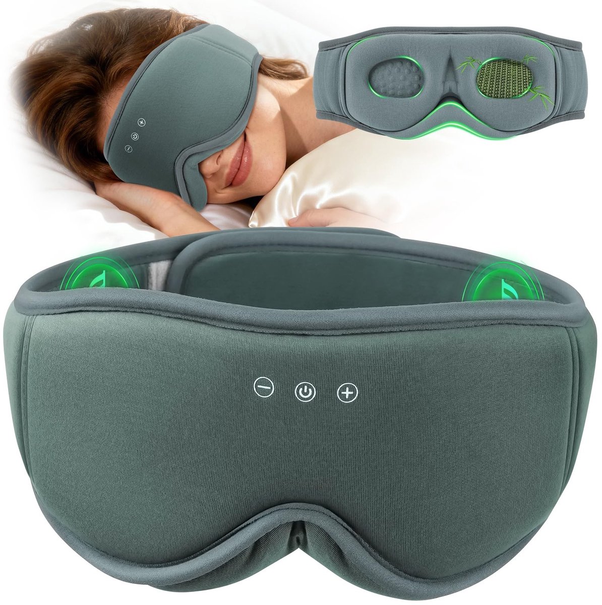 3D Slaapmasker met Hoofdtelefoon - Grijs