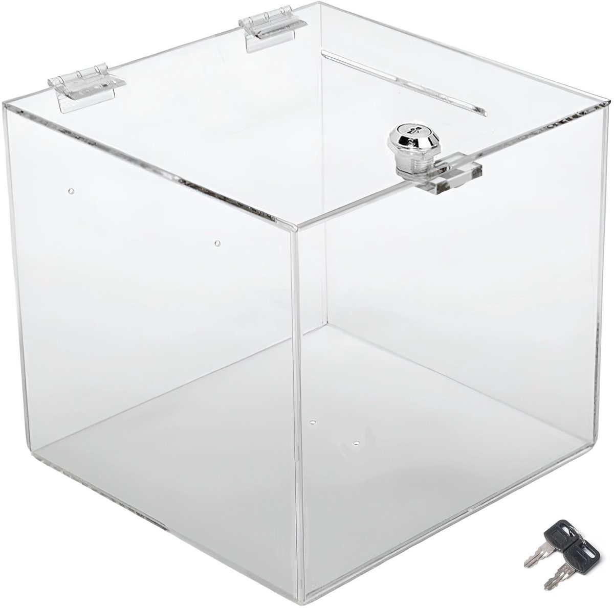 Donatiebox met slot - Transparant acrylic 25 x 25 x 25 cm