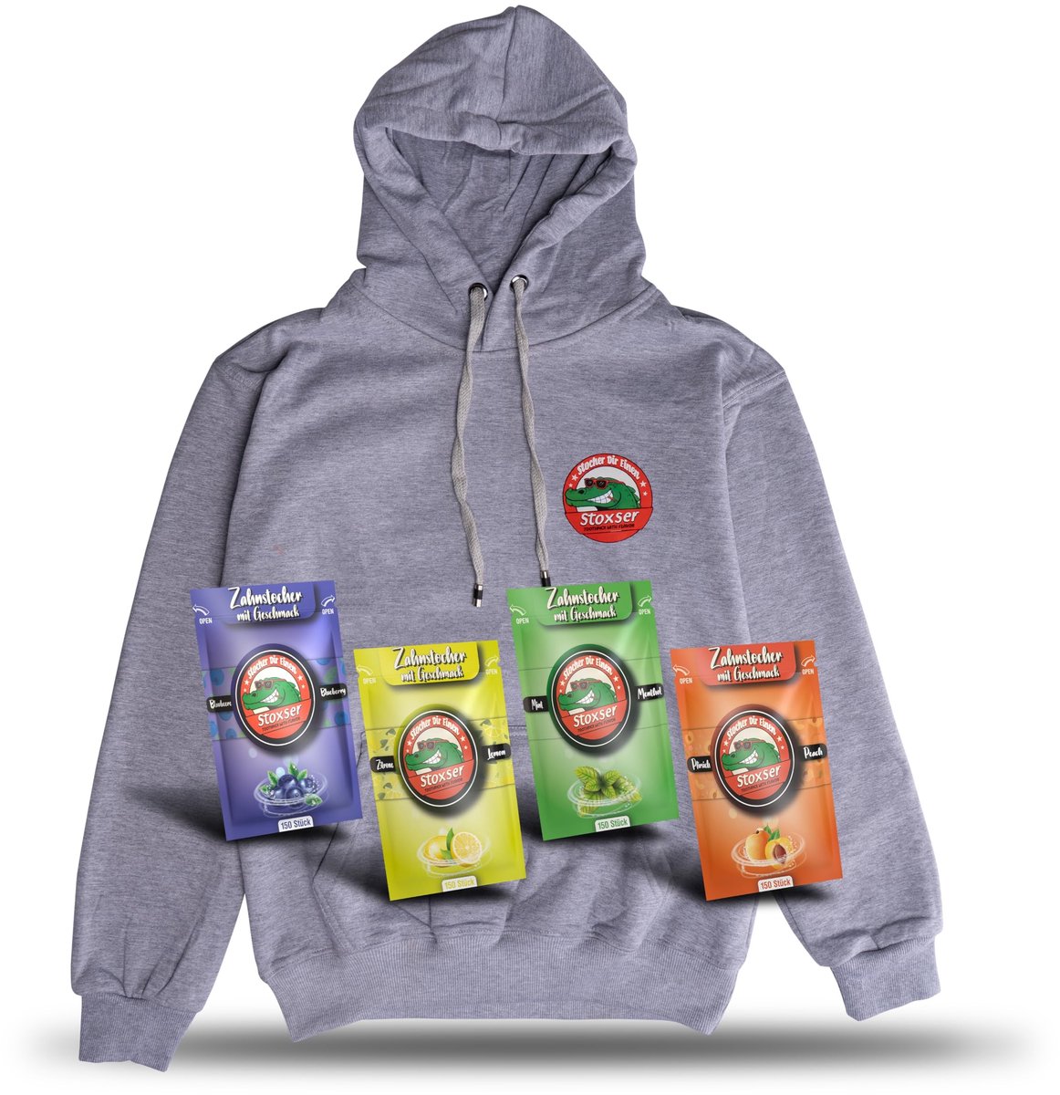 Hoodie met 600 smaakvolle tandenstokers - Grijs