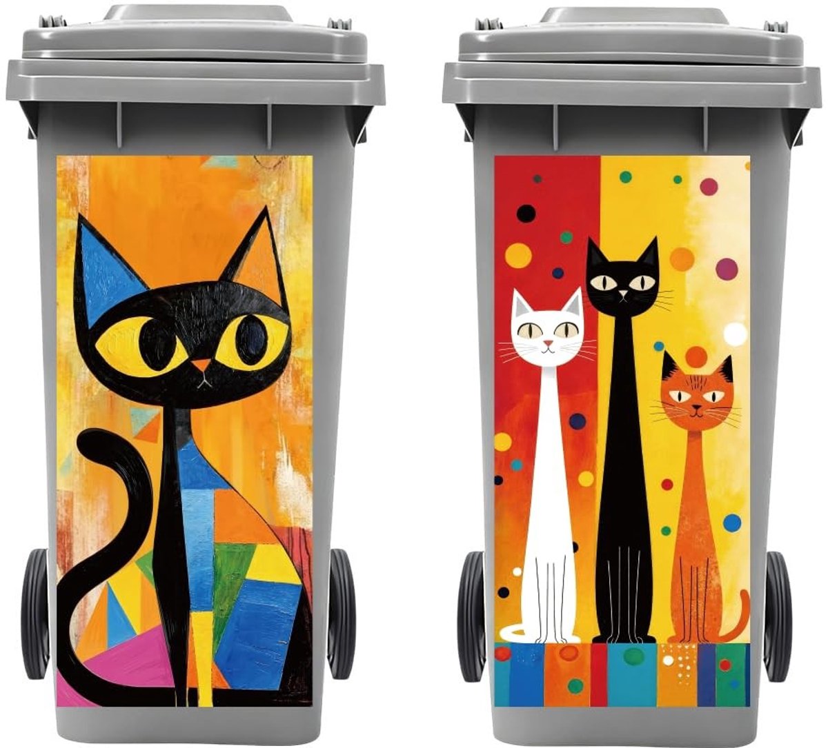 Vuilnisbak Stickerset - 2 Stuks Met Dierenthema - 38 x 82 cm
