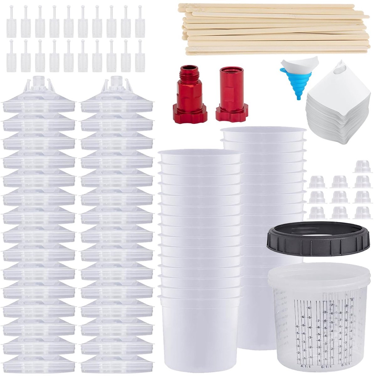 Wegwerp Verfspuit Beker Set - 600 ml met 30 Bekers, Lids en Filters