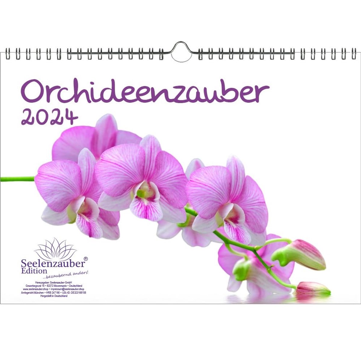 Wandkalender 2024 met orchideeën en bloemen - A4 formaat