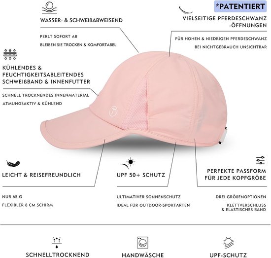 Dames Baseball Cap met Paardenstaart, Koelende Eigenschappen en UPF 50 Bescherming voor Hardlopen