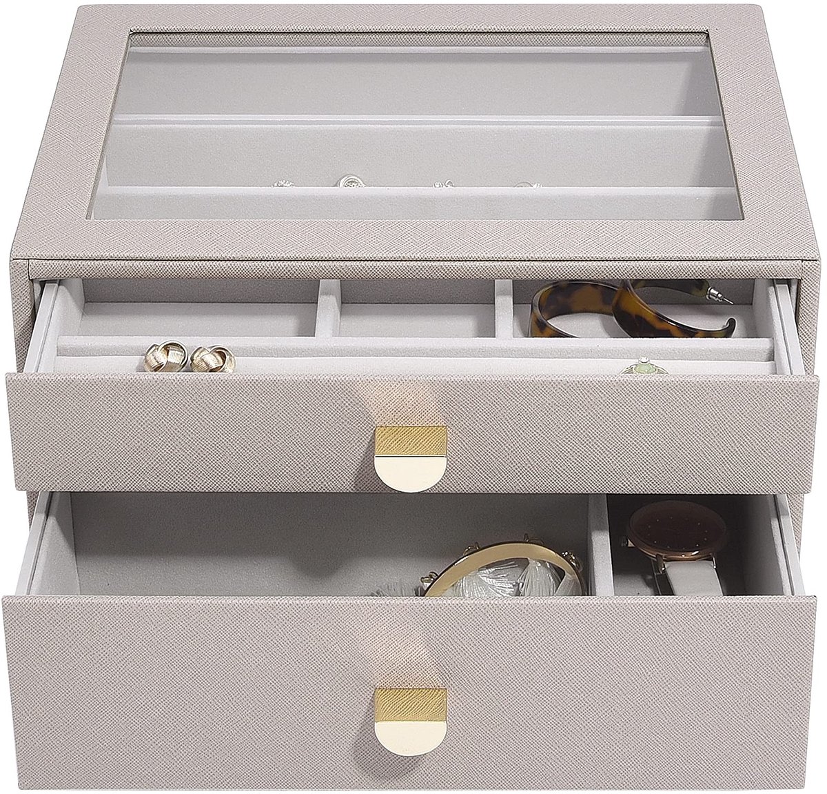 Klassieke Sieradenbox met 2 Laden - Taupe