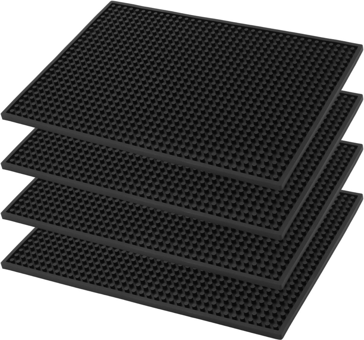 4-delige PVC Afdruipmat - Zwart 35x25cm