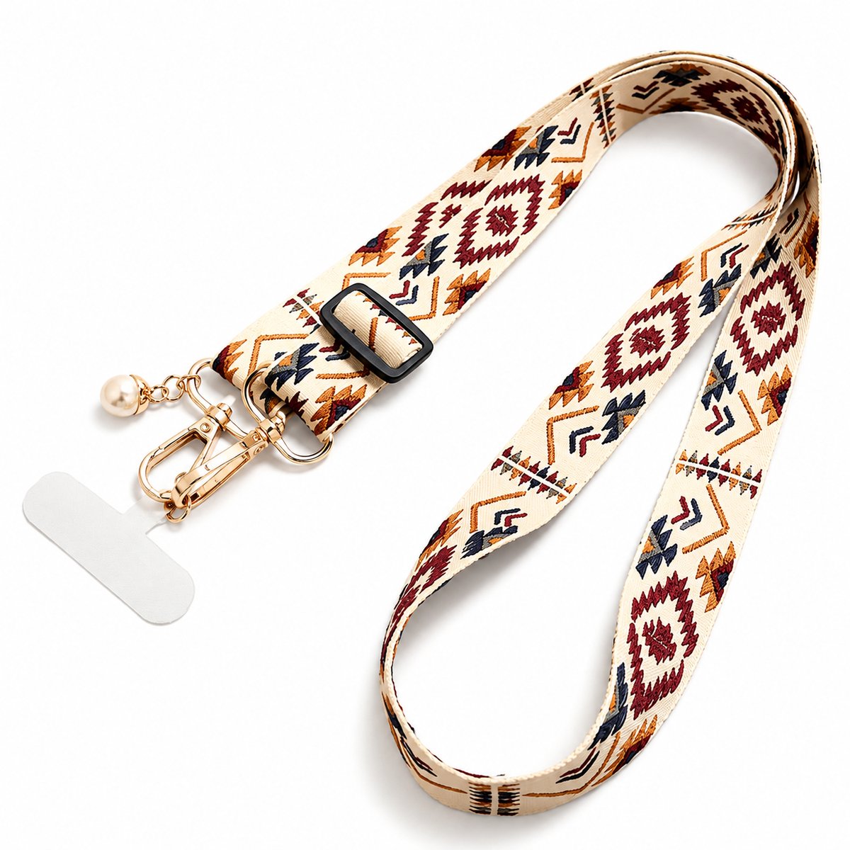 Vavida Telefoonkoord - Luxe Verstelbaar Crossbody Koord - Universeel Telefoonkoord - Ivoorwit - Verstelbaar tot 124 cm