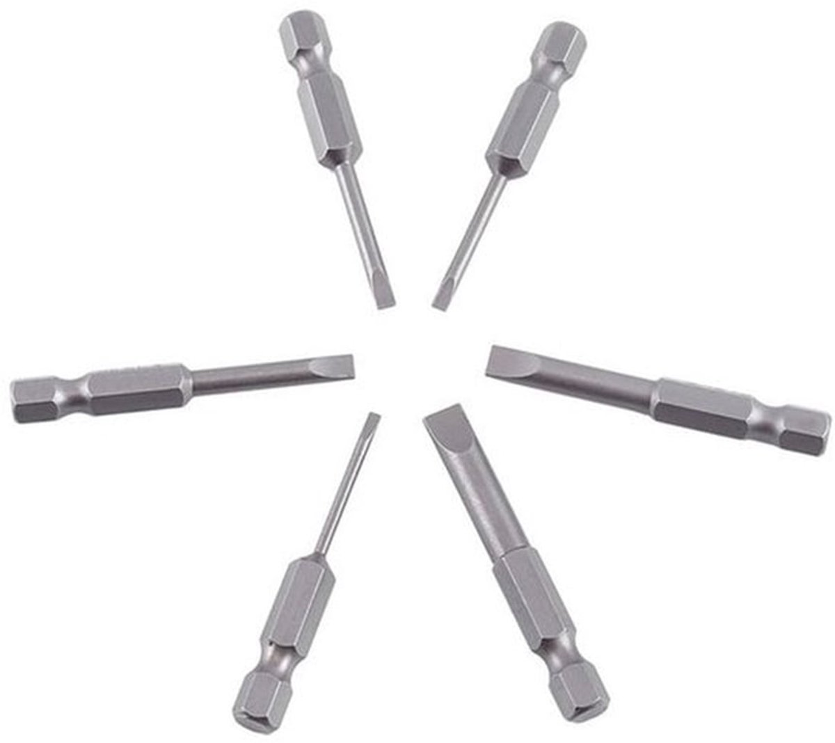 Slotted Schroevendraaier Bit Set, 6 Stuks, 2-6 Mm, Magnetisch met Precisie Hexaansluiting