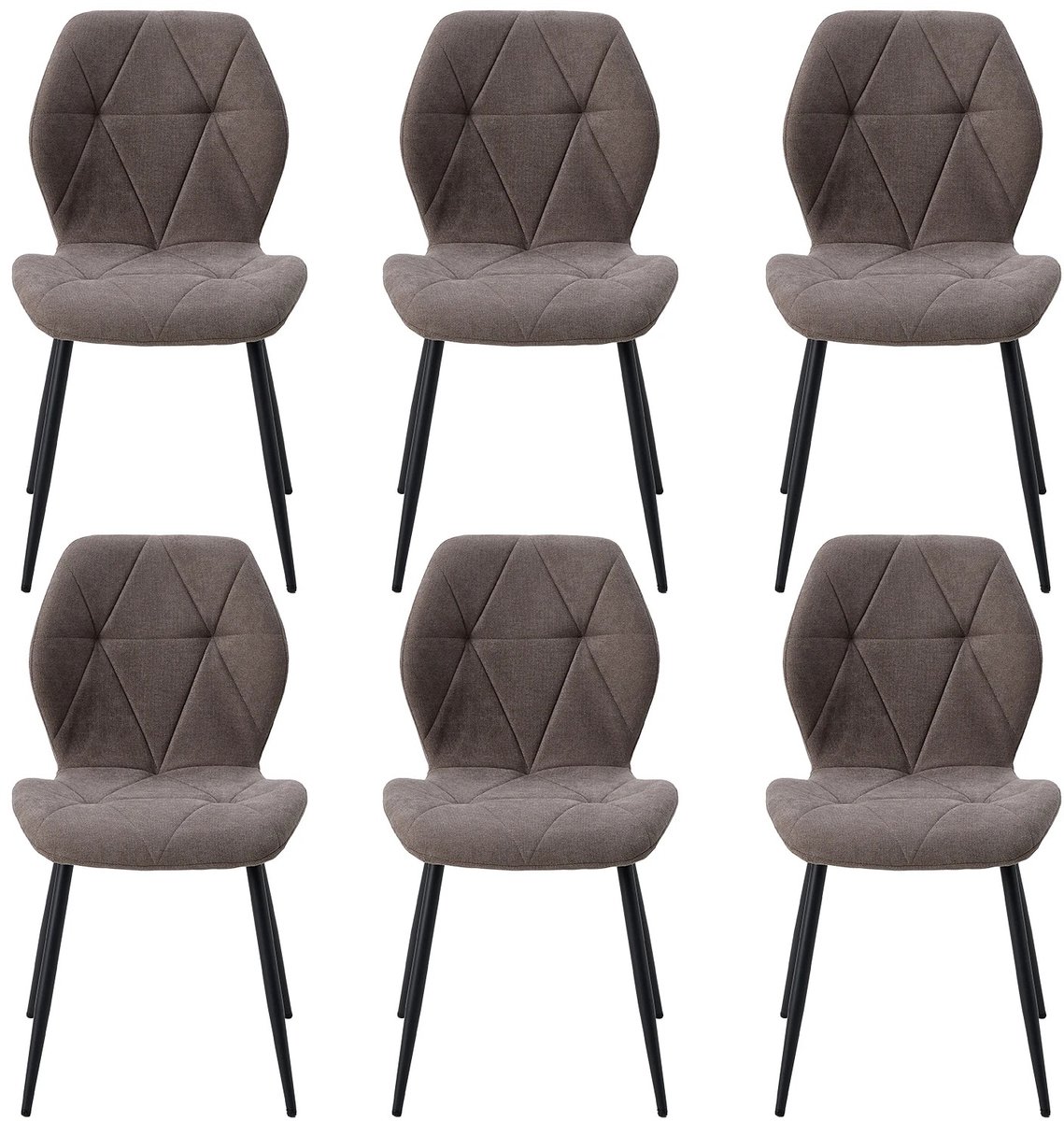 Brandistry - Eetkamer Stoelen - Stoelen - Eetkamer - Set Van 6 - Moderne Eetkamerstoelen - Stalen Poten - 48x42x86 - Bruin