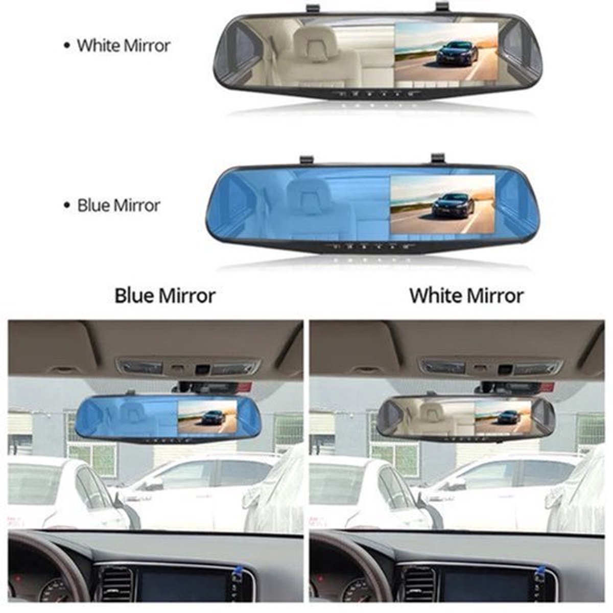 Dashcam voor Auto - Dashcam 4.3 Inch - Full HD 1080P Auto Rij Recorder - Achteruitkijkspiegel DVR - Nachtzicht & Bewegingsdetectie - Zonder Geheugenkaart - Zwart