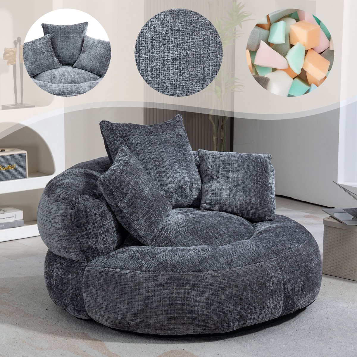 Zitzak Gaming Loungebank - hoge rugleuning - inclusief 3 kussens - binnen en buiten - duurzaam en comfortabel - voor volwassenen en kinderen