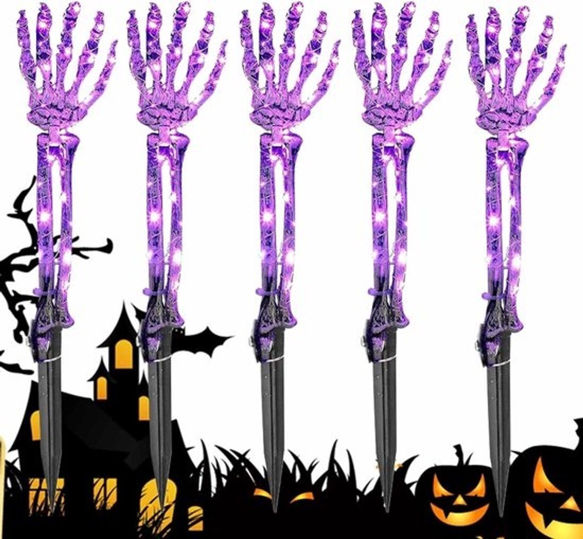 Tuinverlichting Skelet Hand - Grondspots Halloween Lamp - Buitenruimte Verfraaien - Waterdicht PC Ontwerp - 37 cm Hoog - Paars